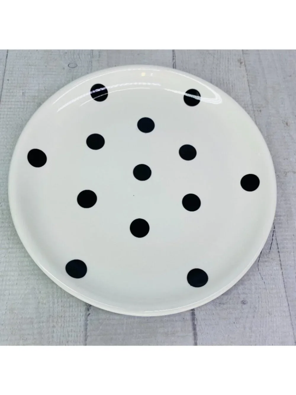 Coastline Imports White Black Polka Dots Earthenware 8